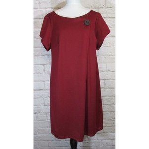 Robbie Bee Shift Dress Womens Plus SZ 0X Maroon Dark Red Stretch  7125